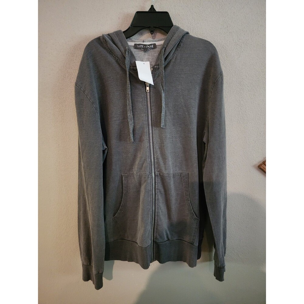 Slate & Stone Men’s Grey French Terry Knit Full Zip Hoodie Jacket Size M NWT